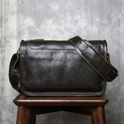 Bolsa Bandolera de Cuero Genuino para Hombre Hecha a Mano