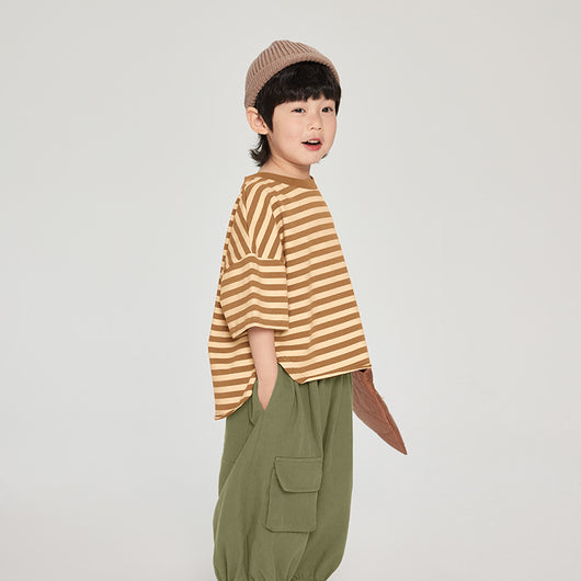 Playera Infantil de Rayas Coreana Suelta para Verano - Image 4