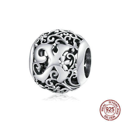 Abalorios de Plata Esterlina con 26 Letras del Alfabeto Inglés Patrón Bosque - Image 46