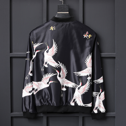 Chaqueta Bomber Estilo Japonés con Grúa Bordada - Abrigo Tendencia Otoño Unisex - Image 2