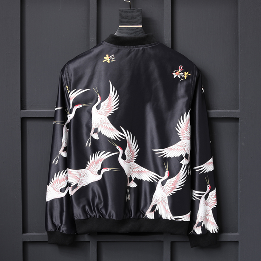 Chaqueta Bomber Estilo Japonés con Grúa Bordada - Abrigo Tendencia Otoño Unisex - Image 2