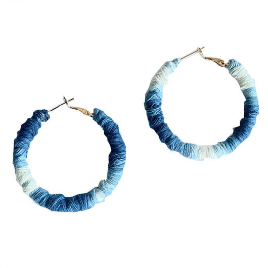 Aretes Circulares de Hilo Teñido con Índigo y Tintes Naturales - Image 10