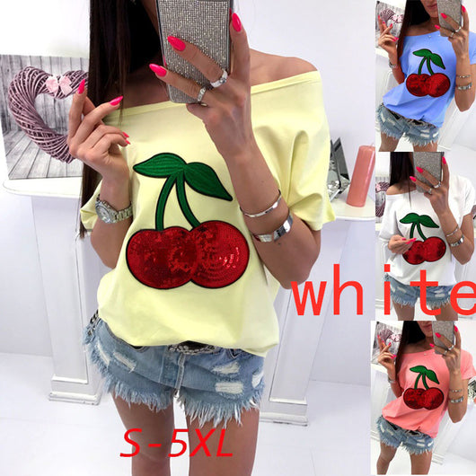 Remera de Algodón con Parche de Cereza y Lentejuelas - Image 6