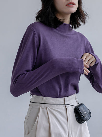 Blusa Ajustada de Cuello Alto en Punto - Image 34