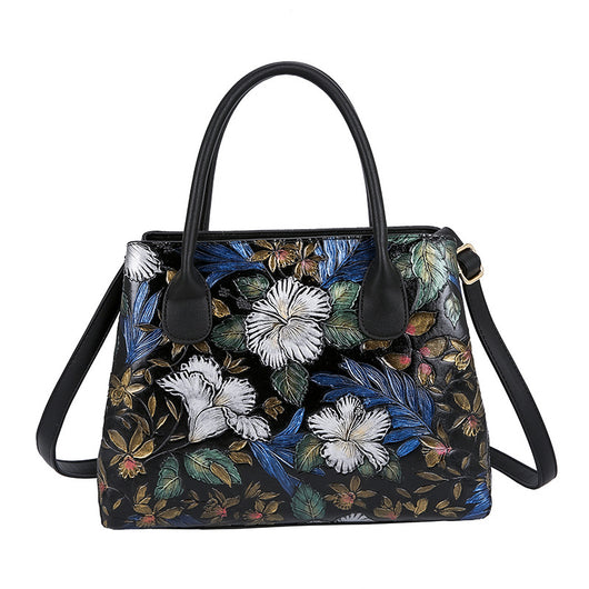 Bolso Retro Pintado a Mano con Relieve Estilo Chino