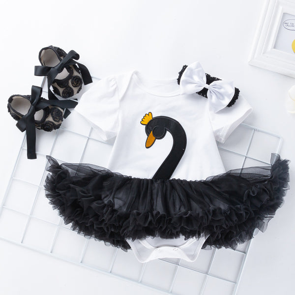 Conjunto de 3 Piezas para Bebé: Vestido, Zapatos y Accesorios para el Cabello