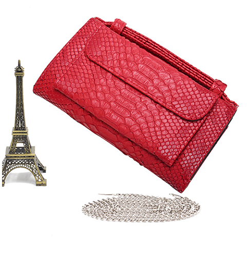 Cartera Clutch con Patrón Serpiente y Cadena Desmontable - Image 21
