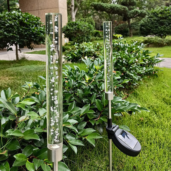 Lámpara Solar de Jardín con Burbujas de Cristal y Luz LED Intermitente