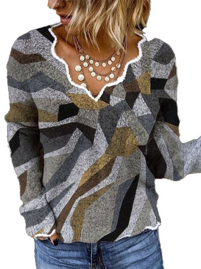 Camiseta Estampada Vintage para Mujer - Diseño Onda Cuello V - Image 6