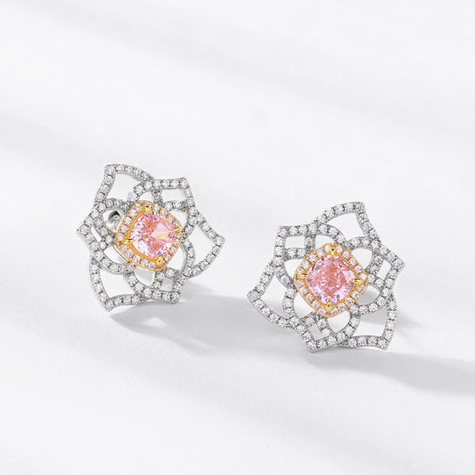 Aretes de Plata S925 con Cristales Hexagonales y Circonitas Brillantes