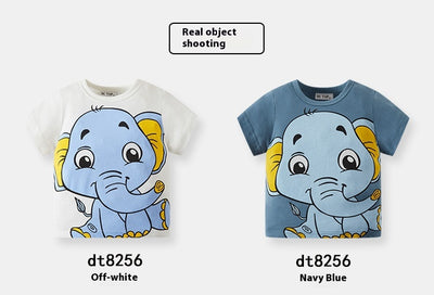 Playera Infantil Manga Corta con Estampado de Elefante Cartoon - Image 7