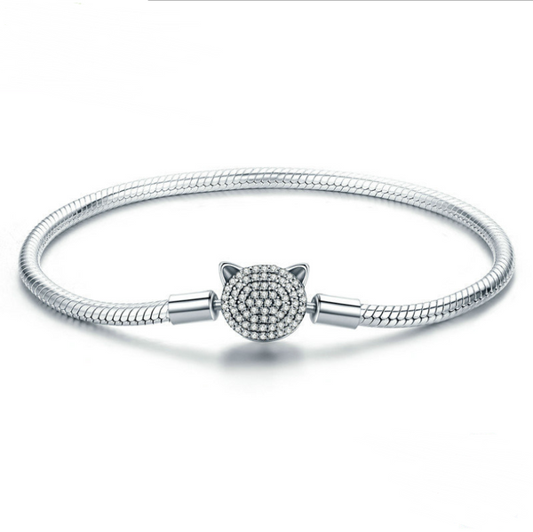 Pulsera Base Gato Plata DIY S925 - Diseño Encantador Chapado en Platino