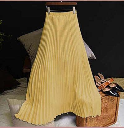 Falda Midi Cintura Alta Elástica de Gasa Liso - Image 10