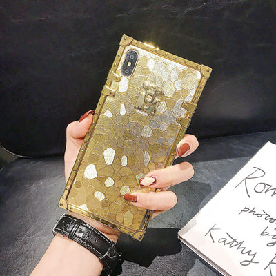 Funda para teléfono cuadrada dorada con brillo - Image 16