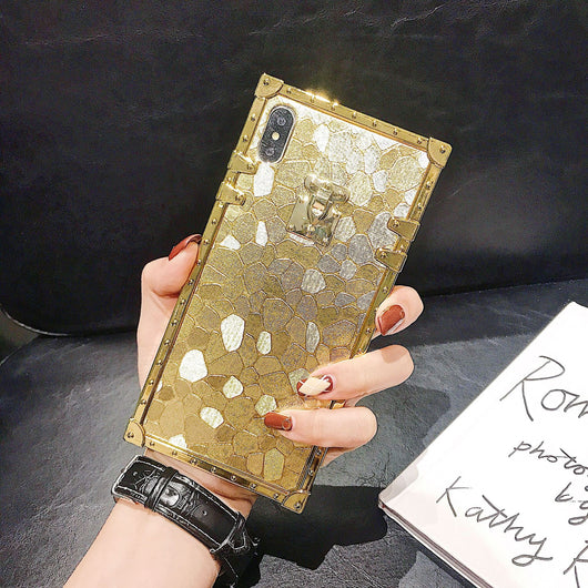 Funda para teléfono cuadrada dorada con brillo - Image 16