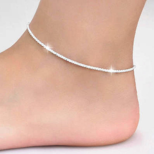 Pulsera Tobillera Plateada Estilo Coreano con Estrella Minimalista