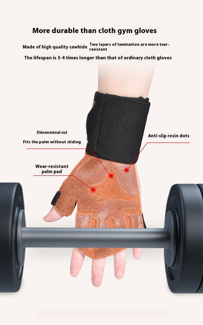 Guantes de Fitness de Cuero Genuino con Agarre Antideslizante - Image 9