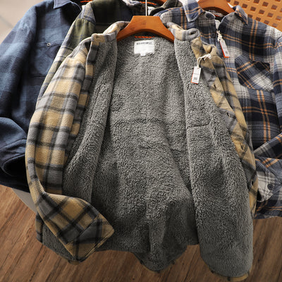 Abrigo Acolchado de Lana Escocesa con Forro Polar para Otoño e Invierno - Image 10