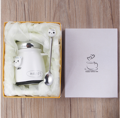 Taza de Cerámica con Tapa y Cuchara - Diseño Adorable para Café - Image 3