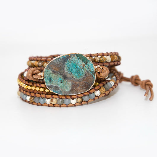 Pulsera de Piedra Marina Natural con Cuentas Estilo Europeo - Image 4