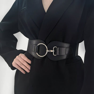 Cinturón Elástico PU Otoño Invierno para Mujer - Café y Negro Elegante - Image 30