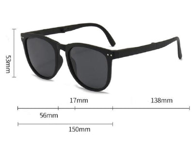 Light brown foldable women's sunglasses with round frames and brown polarized lenses on a white background. - Image 14