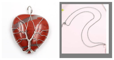 Colgante Corazón Melocotón Cristal Natural Árbol de la Vida para Parejas - Image 20
