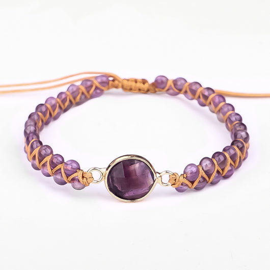 Pulsera Tejida a Mano con Amatista Facetada - Image 10