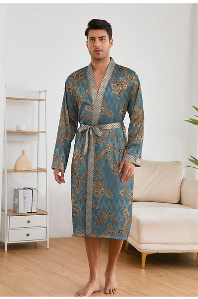 Bata Estampada para Hombre con Mangas Largas y Pantalón Corto - Image 38
