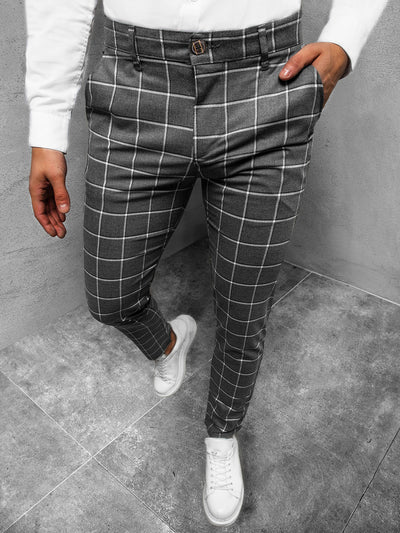 Pantalones Casuales de Cuadros para Hombre - Cintura Media Elástica - Image 5