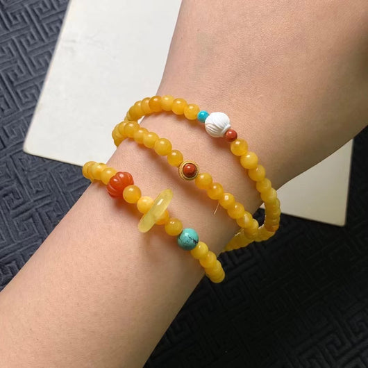 Pulsera Múltiple de Cera de Abeja y Flores de Miel Natural - Image 4