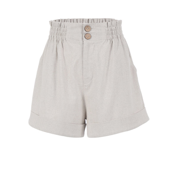 Pantalón de Lino y Algodón con Cintura Elástica Estilo Retro