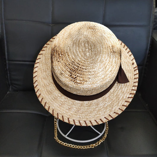 Sombrero de Paja con Cadena Dorada - Protección Solar Casual - Image 5