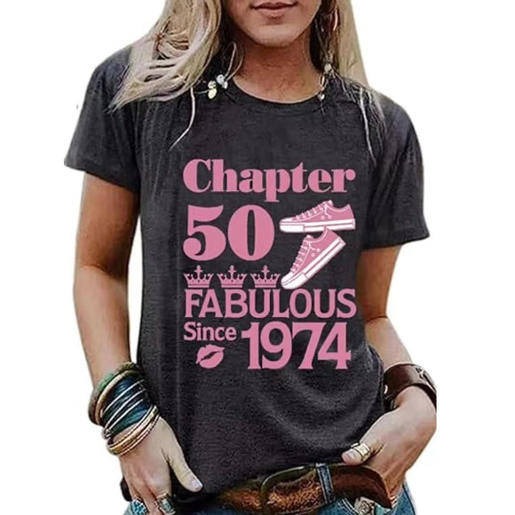 Blusa Vintage con Estampado de Letras para Fiestas
