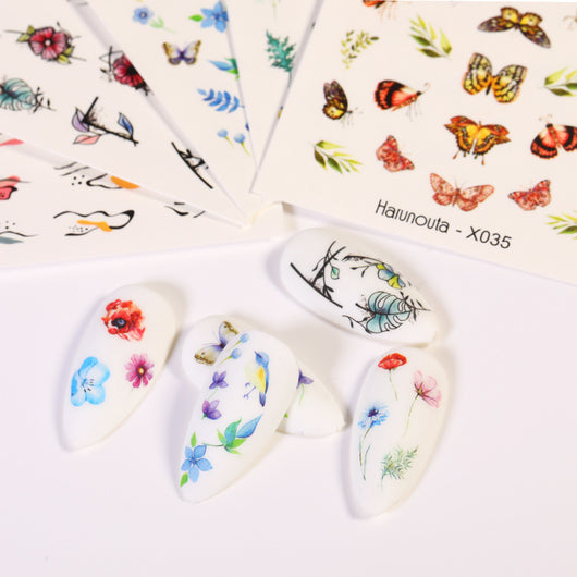 Stickers de Uñas Mariposas, Flores y Hojas - Diseños Artísticos - Image 31