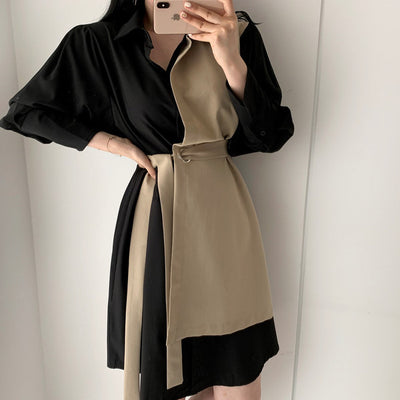 Vestido Camisa Manga Larga con Cintura Contrastante - Image 12
