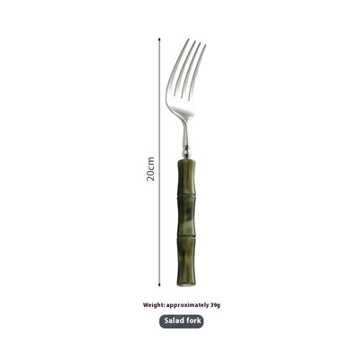 Juego de Cubiertos para Carne Bambú con Acero Inoxidable 304 - Image 17