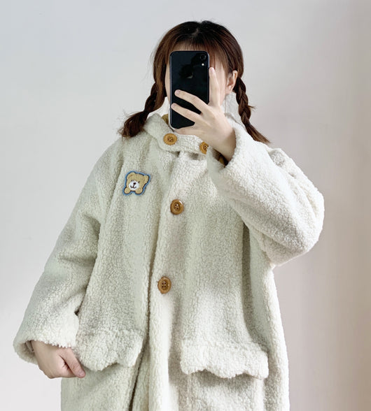 Abrigo de Lana de Cordero y Algodón para Mujer - Perfecto para Otoño e Invierno - Image 4