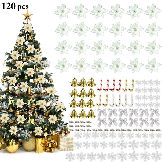 Set de 120 Flores Navideñas Decorativas para Colgar - Image 2