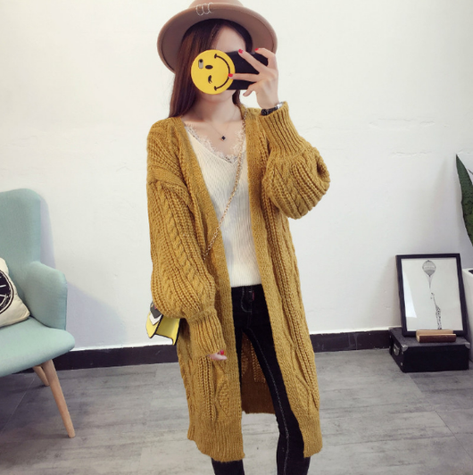Cardigan Largo de Punto para Mujer con Mangas Farol - Suéter Poncho Casual Otoño Invierno - Image 4