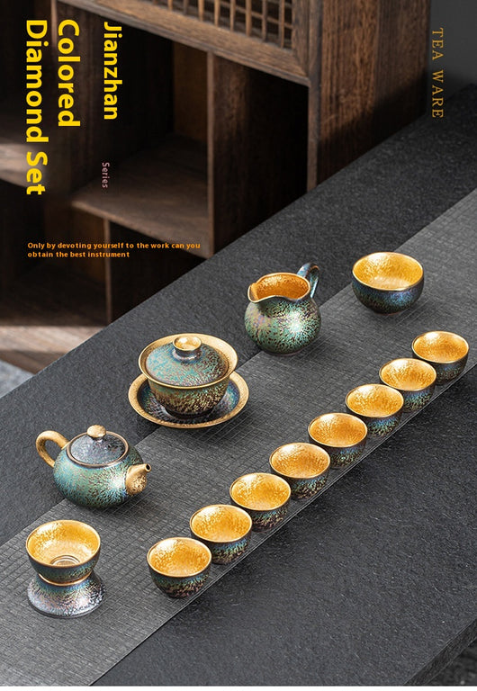 Juego de Té Jianzan con Dorado Colorido - Image 17