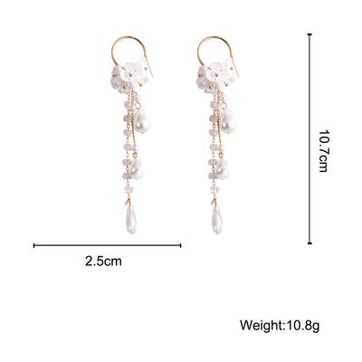 Aretes de Plata 925 Flor con Perla Estilo Coreano - Image 4
