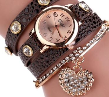 Reloj Pulsera con Colgante de Diamante Textura Lichi y Correa PU - Image 4
