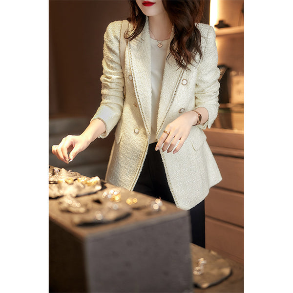 Chaqueta Tweed Corta para Mujer en Colores Sólidos