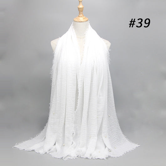 Pañuelo de Algodón y Lino Arrugado Monocromático - Image 37