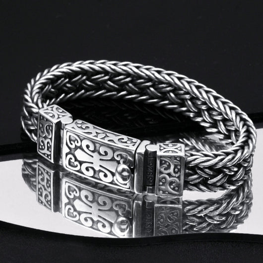 Pulsera Trenzada Ancha para Hombre - Brazalete Grueso Estilo Vintage con Cierre Ajustable - Image 10