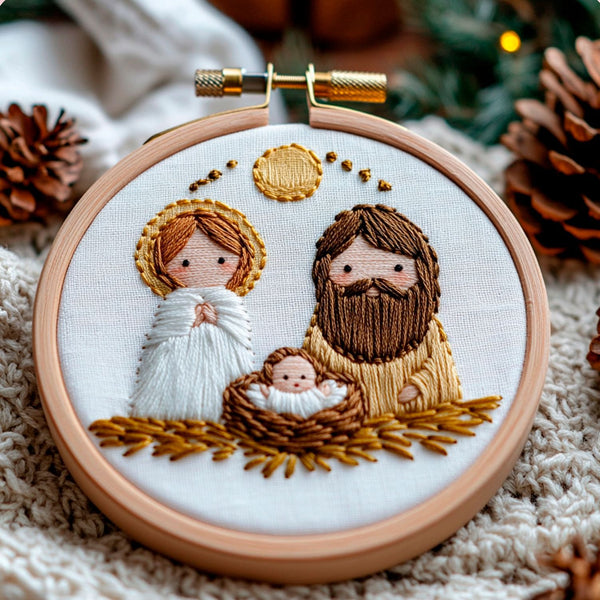 Kit de Bordado Vintage - Cruz Jesús Artesanal DIY