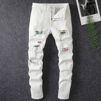 Jeans Rotos Delavados con Parches - Image 2