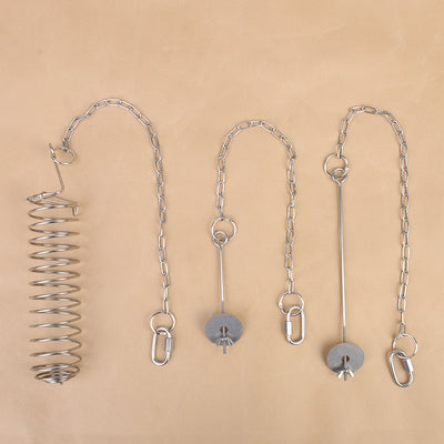 Stainless steel fruit fork bird feeder with a long skewer, chain, and carabiner for hanging fruits and vegetables. - Image 8