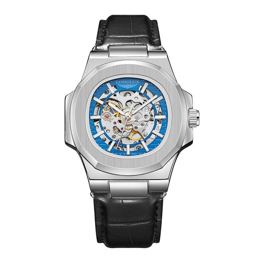Reloj Mecánico Impermeable para Hombre con Correa de Cuero Barril - Image 4
